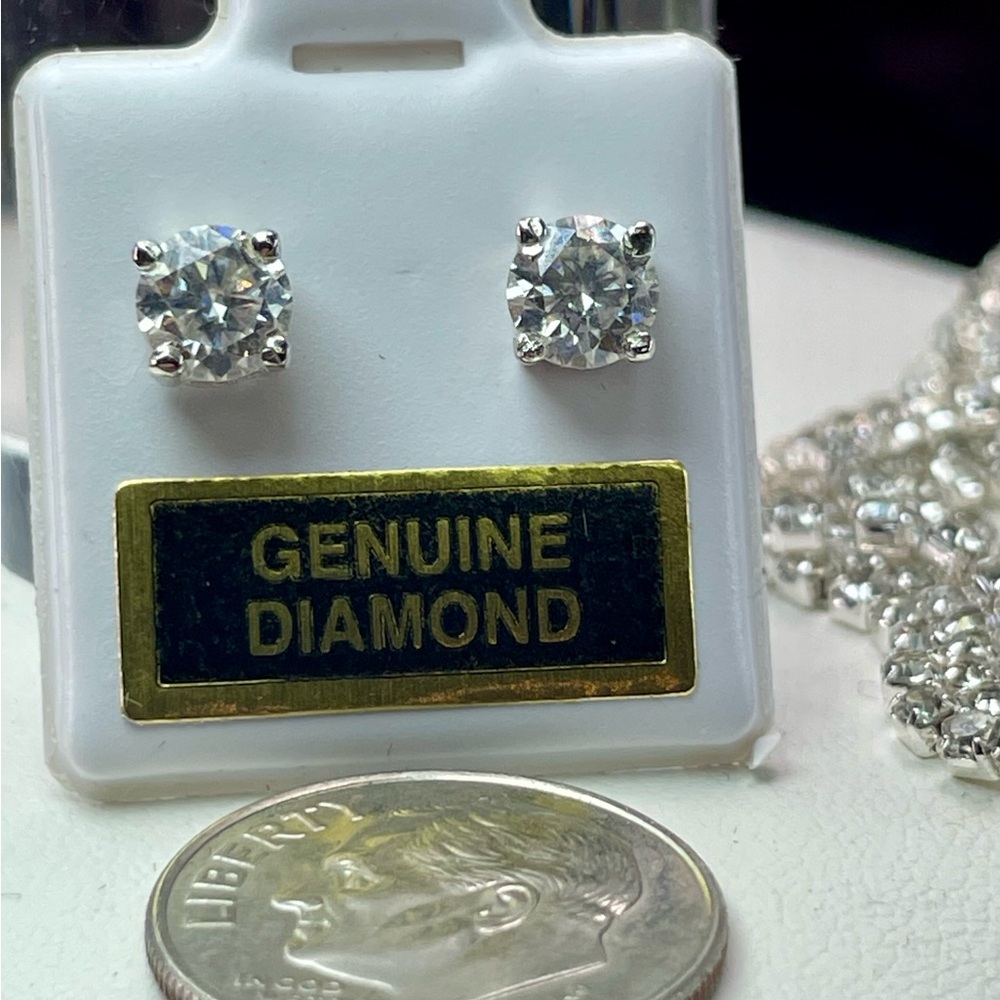 1ct Diamond CERTIFIED studs silver 925 - Picture 11 of 16